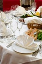 Table appointments for dinner in restaurant Royalty Free Stock Photo