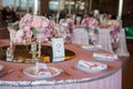 Table appointments in restaurant. Wedding preparation Royalty Free Stock Photo