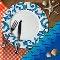 Table Arrangement for Seafood Menu Royalty Free Stock Photo