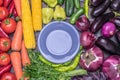 A table arrangement of a variety of fresh fruits and vegetables sorted by colors Royalty Free Stock Photo