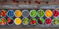 Table With Assorted Fruit Bowls Royalty Free Stock Photo