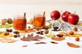 Table with autumn decoration Royalty Free Stock Photo