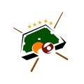 Table ball and sticks billiard logo design vector symbol illustration
