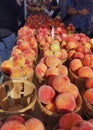 Peaches at the farmer`s market Royalty Free Stock Photo