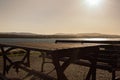 A table and a beach and the sun Royalty Free Stock Photo