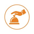 Table bell icon, orange color, call, Handbell, reminder