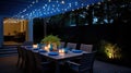 table blue string lights Royalty Free Stock Photo