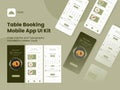 Table Booking Mobile App UI Kit Including As Sign In, Sign Up, Menu and Reserved Table Details For Responsive