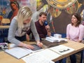 Table for Braille handwriting..Reading and writing aids for the blind on Book World Prague 2019