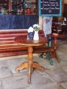 Table on cafe background. vintage style