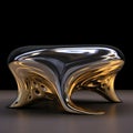 Shiny Gold And Silver Chair: Organic Biomorphic Design With Avicii-inspired Ottoman