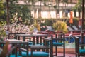 Table and chair are outdoor in the coffee shop at the hotel Royalty Free Stock Photo