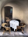 Table with chairs at the castle in the pub