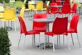 Table and chairs in empty cafe Royalty Free Stock Photo