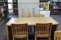 Table and chairs inside a Library