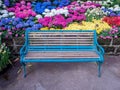 Table and chairs  on a lawn at the garden Royalty Free Stock Photo