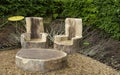 Table and chairs in a modern garden