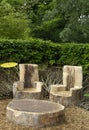 Table and chairs in a modern garden