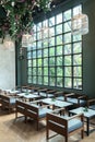 table and chairs, Modern restaurant interior