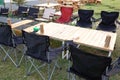 Table and chairs for a picnic in the open air in the park Royalty Free Stock Photo