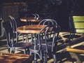 Table and Chairs Seats outdoor Cafe Restaurant daylight Royalty Free Stock Photo