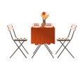 Table and chairs for two people. Cafe, bar or restaurant design element vector illustration