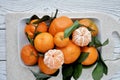 On the table are Christmas mandarins. The New Year is coming