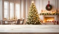 Table with christmas room and copy space Royalty Free Stock Photo