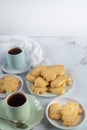 Table with Christmas Shortbread and Tea Vertical Royalty Free Stock Photo