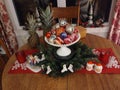 Table Christmas tablecloth bowl pineapple centerpiece