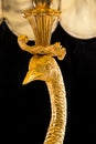 Table close-up lamp like a peacock isolated on black. Royalty Free Stock Photo