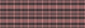 Table cloth seamless textile plaid, 20s pattern texture tartan. Detailed vector fabric check background in pastel and red colors Royalty Free Stock Photo