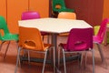 small table with chairs in the kindergarten classroom Royalty Free Stock Photo