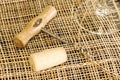On the table, corkscrew and wine cork Royalty Free Stock Photo