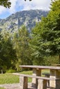 Table in a countryside park