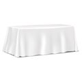 Table covered with blank tablecloth isolated on white background realistic vector mockup. Template for design Royalty Free Stock Photo