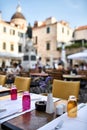 Open cafe in old town of Dubrovnik in Croatia