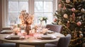 Table decor for festive family dinner at home, holiday tablescape and table setting, formal for wedding, celebration Royalty Free Stock Photo