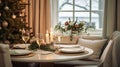 Table decor for festive family dinner at home, holiday tablescape and table setting, formal for wedding, celebration Royalty Free Stock Photo