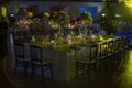 Table decoration, night wedding decoration with candles and wine glasses, wedding centerpiece