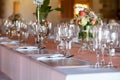 Table decorated with flowers at wedding reception Royalty Free Stock Photo