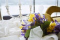 Table decorated for a wedding reception. Royalty Free Stock Photo