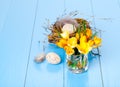Table decoration with easter eggs Royalty Free Stock Photo
