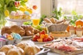 Table with delicatessen ready for Easter brunch Royalty Free Stock Photo