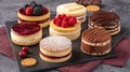 A table for desserts with numerous sweets: cakes, cakes, cookies and fruits prepared for a festiv