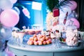 Beautifully decorated table with different cakes and sweets Royalty Free Stock Photo