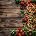 Table With Two Topped Pizzas