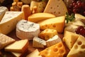 A table displaying a variety of different types of cheese. Perfect for food enthusiasts or culinary presentations Royalty Free Stock Photo