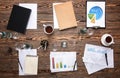 Table with documents prepared for business meeting, top view Royalty Free Stock Photo