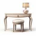 Classic Dressing Table 3d Render In White With Light Bronze And Beige Accents Royalty Free Stock Photo